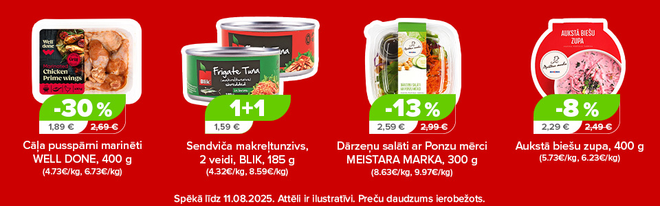 Gaļa, zivs un gatavā kulinārija