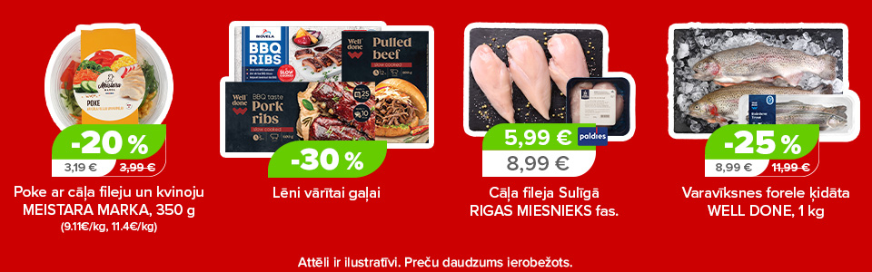 Gaļa, zivs un gatavā kulinārija