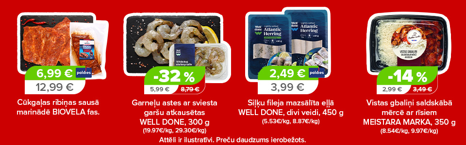 Gaļa, zivs un gatavā kulinārija