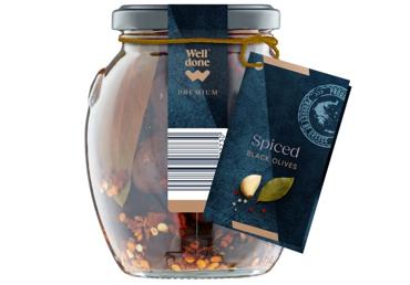 Melnās olīvas ar garšvielām WELL DONE PREMIUM 360g