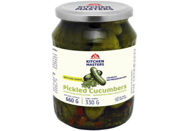 Marinēti gurķi ar ozollapām KITCHEN MASTERS 660g