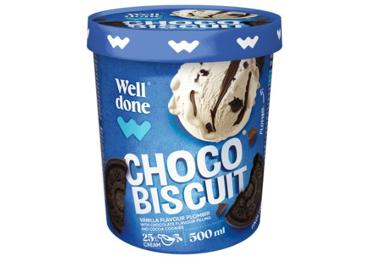 Vaniļas saldējums WELL DONE ar šokolādes cepumiem 310g