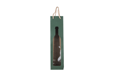 Dāvanu maisiņš pudelei zaļš 9x37x8,5cm