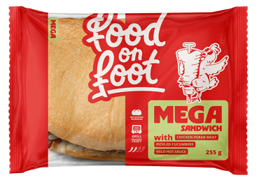 Sendvičs Mega ar vistas kebabu un marinētiem gurķiem 255g