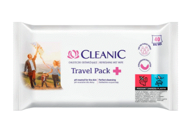 Mitrās salvetes CLEANIC Travel 40gb