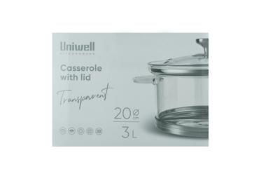 Caurspīdīgs katls ar vāku UNIWELL 3,8L - 1