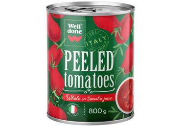 Konservēti tomāti WELL DONE mizoti 800g