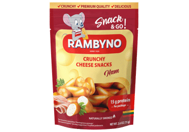 Kausēts kūpināts siers RAMBYNO Snack ar šķiņķi 75g