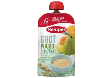 Biezenis SEMPER graudu-bumbieru-aprikožu-banānu 6+ 120g - 2