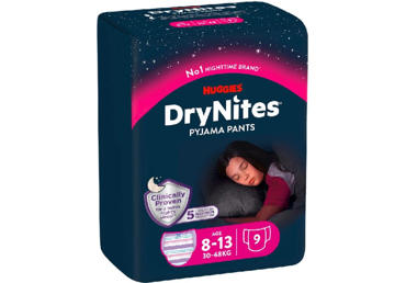 Autiņbiksītes HUGGIES DryNites girl 30-48kg 9gab.