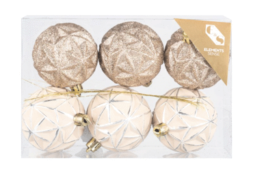 Plastmasas Ziemassvētku eglītes rotājumi 6gab.6cm - 1