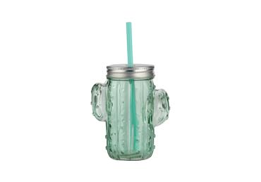 Stikla glāze ar salmiņu ILAJA Cactus 375ml