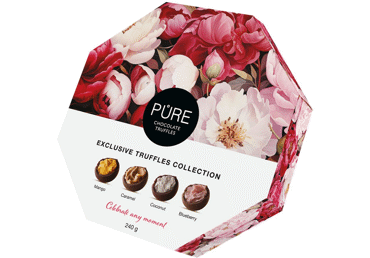 Šokolādes trifeles ar pildījumu PURE CHOCOLATE 240g