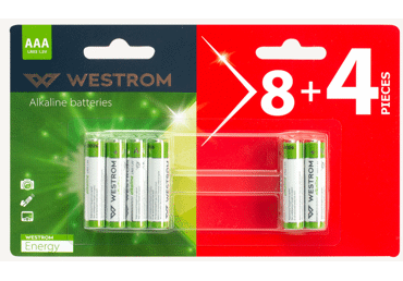 Baterijas WESTROM LR03 AAA 8+4gab.