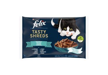 Kaķu barība FELIX TASTY SHREDS zivju izlase  4x80g