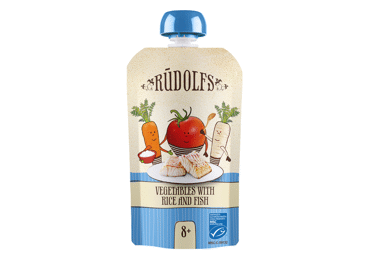 Biezenis RŪDOLFS dārzeņi rīsi zivs 8+ 110g