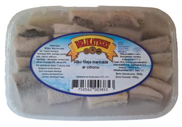 Siļķu filejas gabaliņi ar citronu DELIKATESES 500g