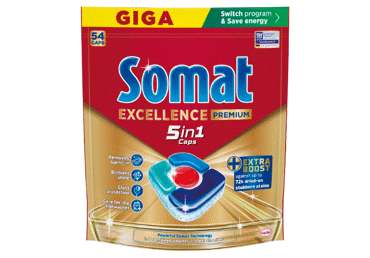 Trauku mazgājamās mašīnas kapsulas SOMAT Excellence 5in1 54gb. - 1