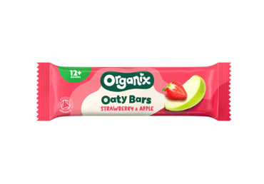 Auzu batoniņš ORGANIX zemeņu-ābolu 23g 12+