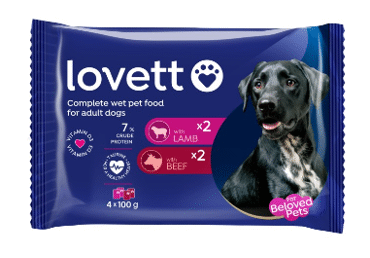 Kons.suņu bar. LOVETT jērs liell. 4x100g