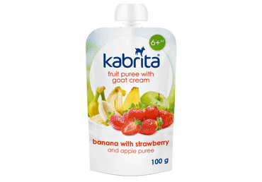 Biezenis KABRITA kazas piena-banānu-zemeņu-ābolu 6+ 100g