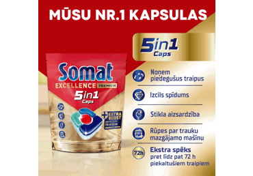Trauku mazgājamās mašīnas kapsulas SOMAT Excellence 5in1 54gb. - 2