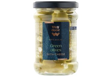 Olīvas ar siera pildījumu WELL DONE PREMIUM 250g