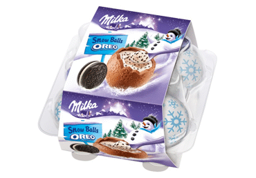 Šokolādes konfektes MILKA SNOWBALLS Oreo 112g