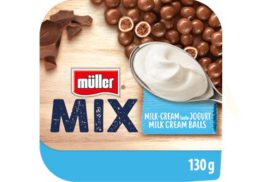 Jogurts MÜLLER Mix ar šokolādes krēma bumbiņām 130g