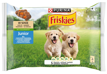 Konsērvēta suņu barība FRISKIES Junior 4x85g