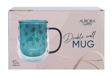 Dubltstikla krūzes AUROR Snow 2gab. 400ml - 1