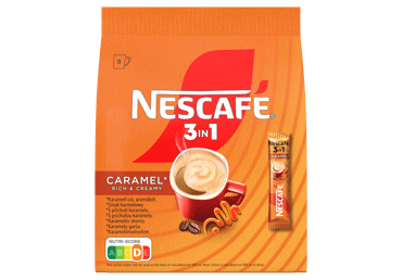 Šķīstošās kafijas dzēriens NESCAFE 3in1 Caramel 8x16g