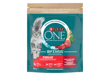 Sausā kaķu barība liellopa ONE Sterilcat 750g