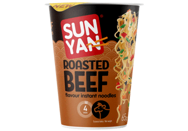 Ātri pagatavojamas nūdeles SUN YAN ar liellopa garšu 65g