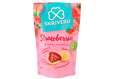 Zemenes baltajā šokolādē SKRĪVERU 100g
