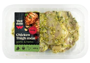 Cāļa šķiņķi atkauloti ķiploku garšaugu marinādē WELL DONE 400g