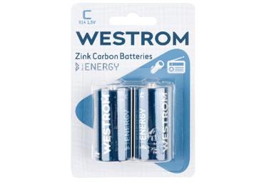 Baterijas WESTROM C/R14, 2gab. 1.5V