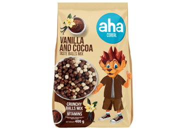 Sausās brokastis AHA kakao un vaniļas bumbiņas 400g