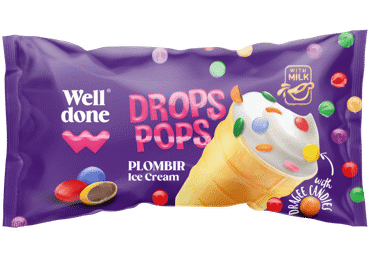 Vaniļas saldējums WELL DONE ar konfektēm 65g