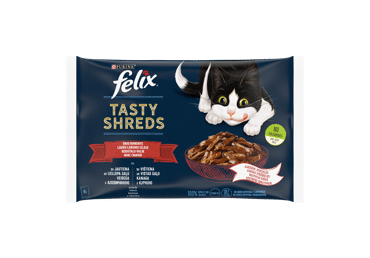 Kaķu barība FELIX TASTY SHREDS gaļas izlase 4x80g