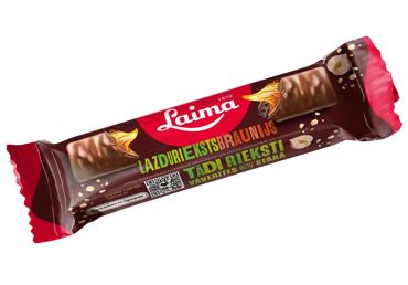 Šokolādes batoniņš LAIMA ar lazdu riekstiem un karameli 50g