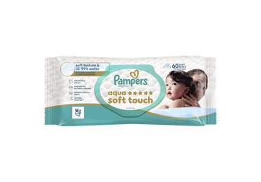 Mitrās salvetes PAMPERS Aqua Soft Touch 60gab.