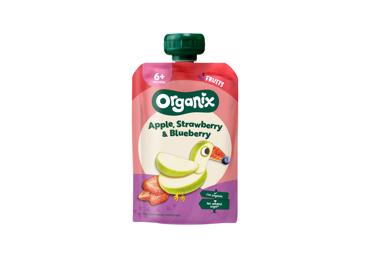 BIO Biezenis ORGANIX ābolu-zemenu-melleņu 6+100g