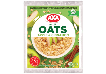 Ātri pagatavojamā auzu pārslu biezputra  AXA ar āboliem un kanēli 40g