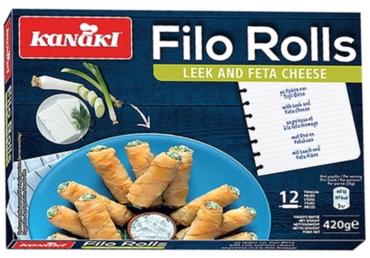Saldēti mīklas rullīši Filo Rolls ar fetas sieru un spinātiem KANAKI 420g