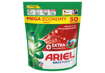Veļas mazgāšanas kapsulas ARIEL Extra Stain Removal 50gb.
