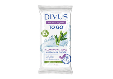 Mitrās salvetes DIVUS To Go antibakteriālas 15gb.