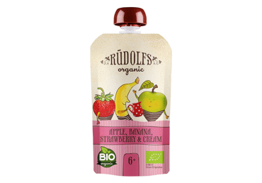 Biezenis RŪDOLFS āboli-banāni-zemenes-saldais krējums 6+ 110g