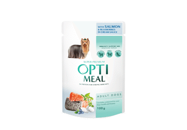 Konservēta barība lasis melleņu mērcē suņiem OPTIMEAL 100g