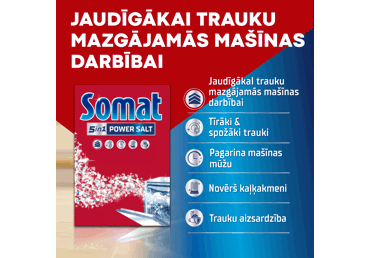 Trauku mazgāšanas līdzeklis trauku mašīnām SOMAT sāls 1,5kg - 2